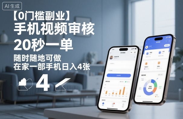【0门槛副业】手机视频审核，20秒一单，随时随地可做，在家一部手机日入4张【揭秘】 - 来及网络