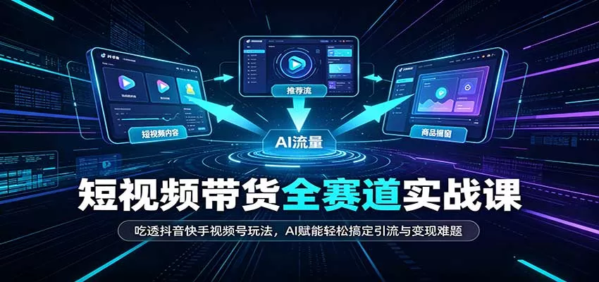 短视频带货全赛道：吃透抖音快手视频号玩法，AI赋能轻松搞定引流与变现难题 - 来及网络