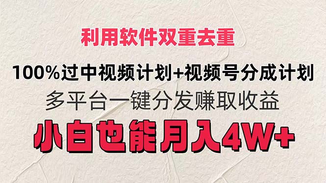 （11862期）利用软件双重去重，100%过中视频+视频号分成计划小白也可以月入4W+ - 来及网络