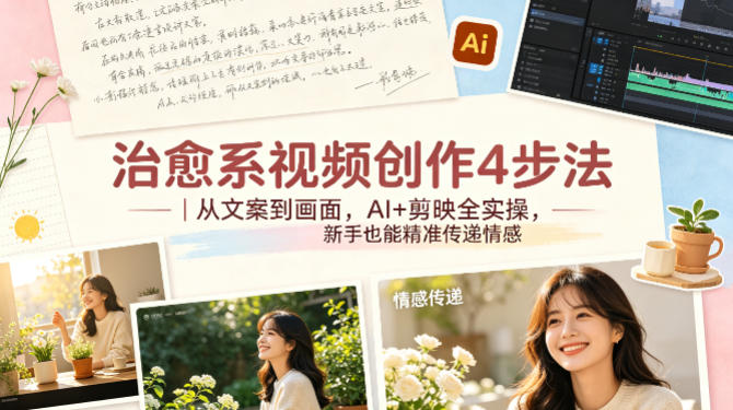 治愈系视频创作4步法｜从文案到画面，AI+剪映全实操，新手也能精准传递情感 - 来及网络