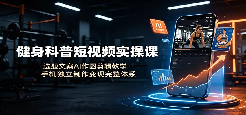 健身科普短视频实操课：选题文案AI作图剪辑教学，手机独立制作变现完整体系 - 来及网络