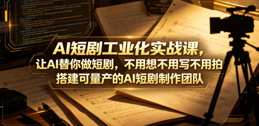 AI短剧工业化实战课，让AI替你做短剧，不用想不用写不用拍，搭建可量产的AI短剧制作团队 - 来及网络