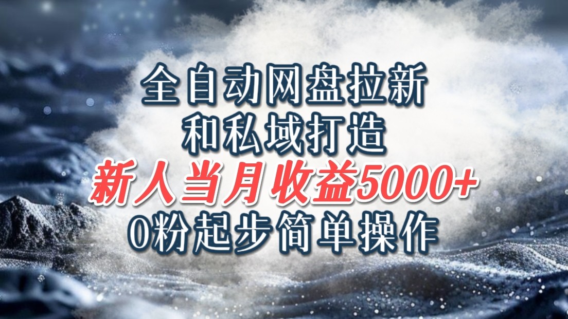 全自动网盘拉新和私域打造，0粉起步简单操作，新人入门当月收益5000以上 - 来及网络
