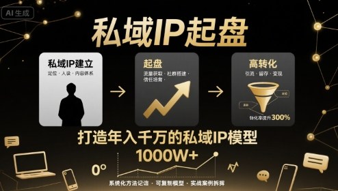 私域IP起盘，私域ip建立、起盘、高转化，打造年入千万的私域ip模型 - 来及网络