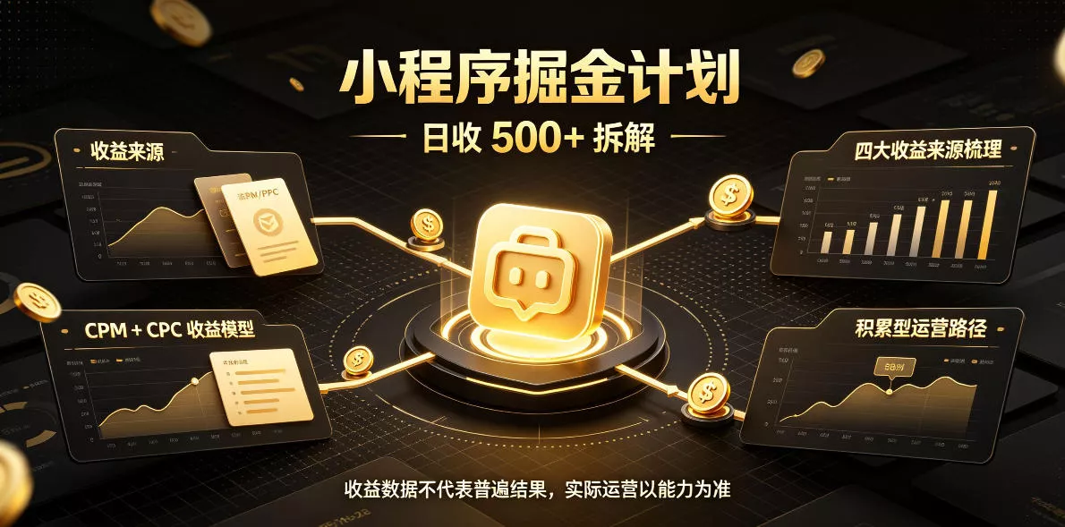 小程序推广计划，日收500+，腾讯官方打款，客户留存率高，收益长期稳定【揭秘】 - 来及网络