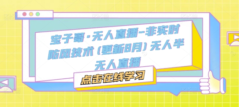 宝子哥·无人直播-非实时防风技术(更新25年8月)无人半无人直播 - 来及网络