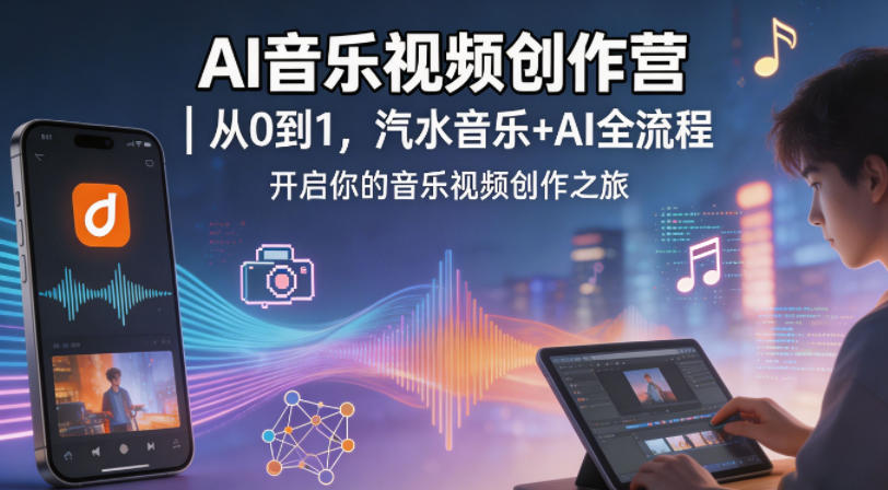 AI音乐视频创作营｜从0到1，汽水音乐+AI全流程，开启你的音乐视频创作之旅 - 来及网络