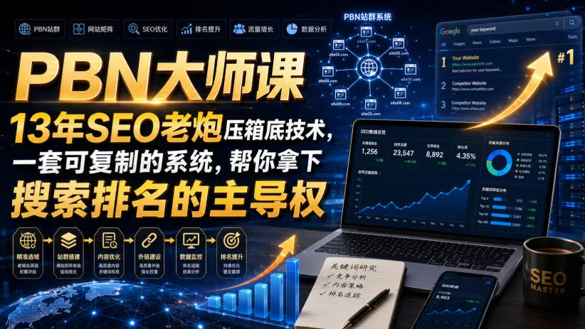 PBN大师课13年SEO老炮压箱底技术，一套可复制的系统，帮你拿下搜索排名的主导权【原创双语字幕】 - 来及网络