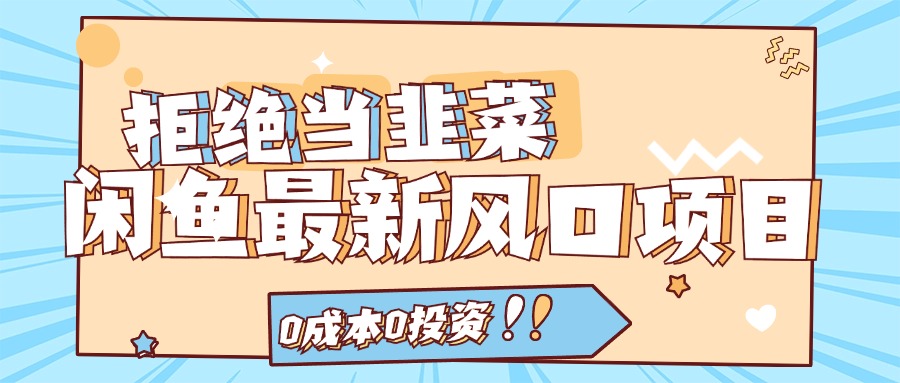 （11781期）闲鱼最新风口项目，0成本0投资，当日出单，日入1000+ - 来及网络
