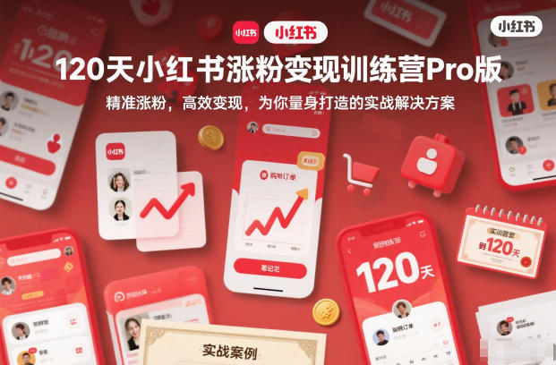 120天小红书涨粉变现训练营Pro版，精准涨粉，高效变现，为你量身打造的实战解决方案 - 来及网络