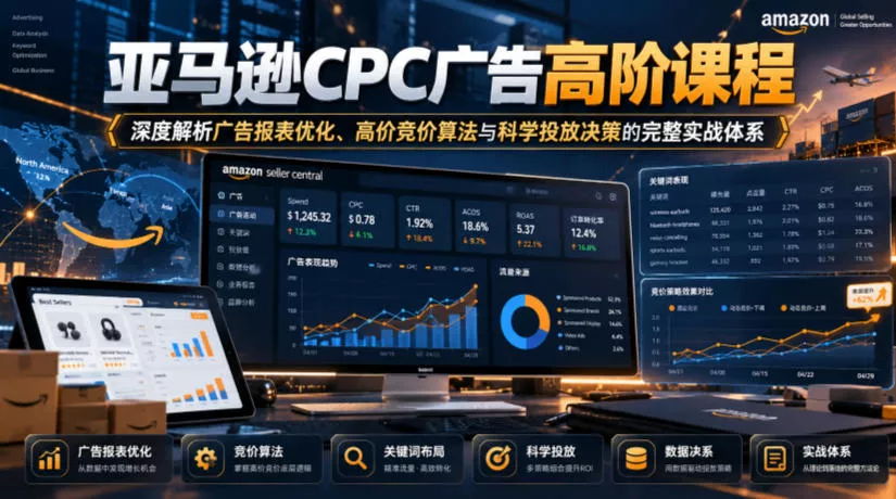 亚马逊CPC广告高阶课程，深度解析广告报表优化、高价竞价算法与科学投放决策的完整实战体系 - 来及网络
