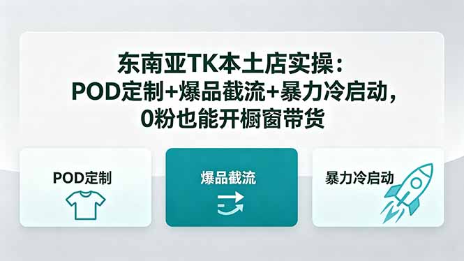 东南亚TK本土店实操：POD定制+爆品截流+暴力冷启动，0粉也能开橱窗带货 - 来及网络