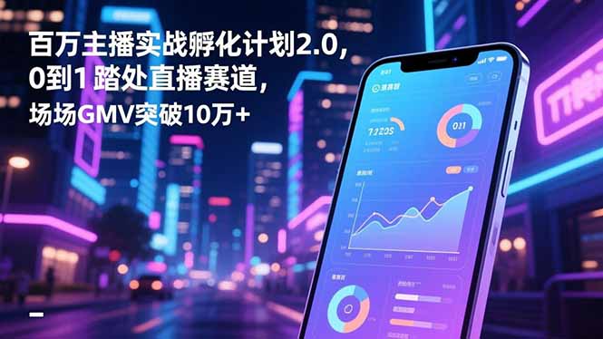 百万主播实战孵化计划2.0，0到1踏入直播赛道，场均GMV突破10万+ - 来及网络