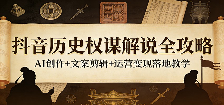 抖音历史权谋解说全攻略：AI创作+文案剪辑+运营变现落地教学 - 来及网络
