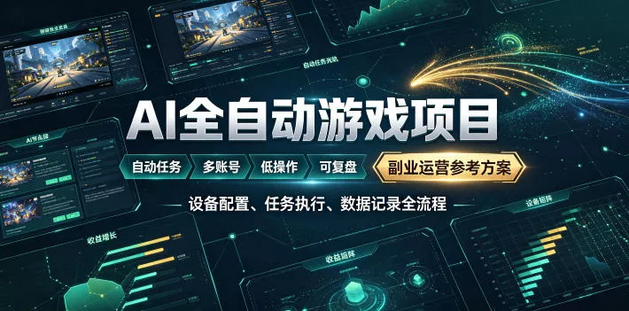 AI全自动游戏躺賺副业：日入几百，稳定运行三年的项目！【揭秘】 - 来及网络