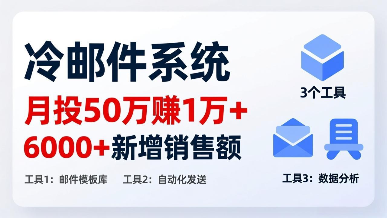 月投 50 刀赚 1 万 +！冷邮件系统：6000 + 新增销售额，靠 3 个工具轻松搞 - 来及网络