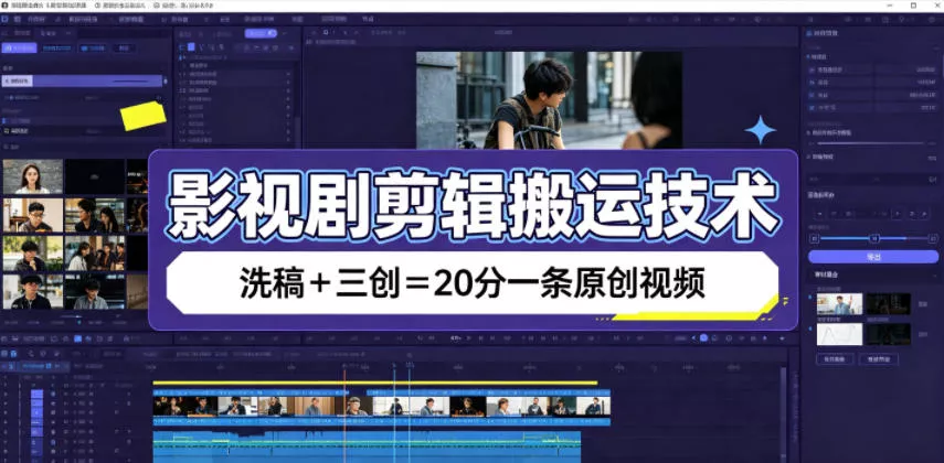 影视剧剪辑搬运技术，洗稿+三创=20分一条原创视频 - 来及网络