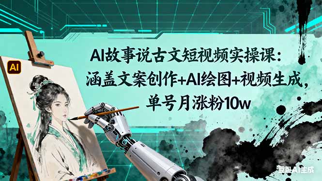 AI故事说古文短视频实操课：涵盖文案创作+AI绘图+视频生成，单号月涨粉10w - 来及网络