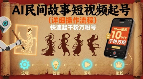 AI民间故事短视频起号，详细操作流程，快速起千粉万粉号 - 来及网络