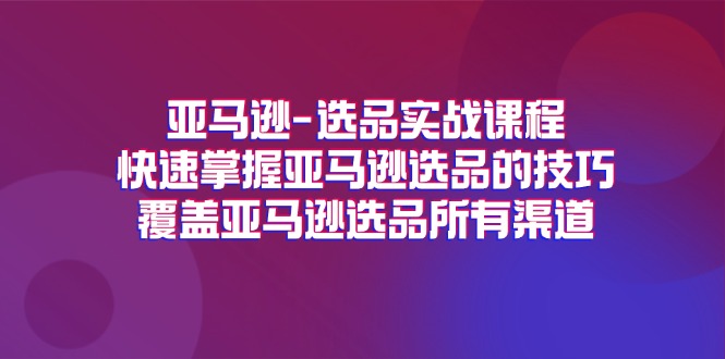 （11620期）亚马逊-选品实战课程，快速掌握亚马逊选品的技巧，覆盖亚马逊选品所有渠道 - 来及网络