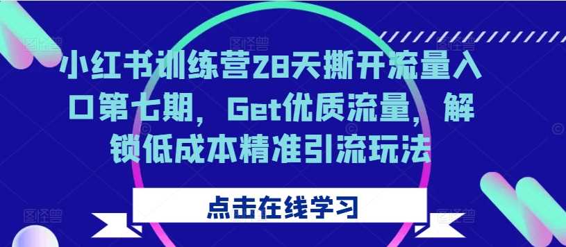 小红书训练营28天撕开流量入口第七期，Get优质流量，解锁低成本精准引流玩法 - 来及网络