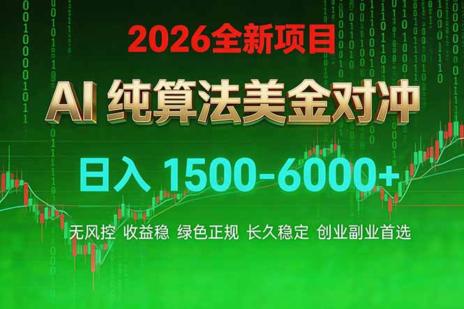2026 全新美金对冲项目，不套平台赠金，不封号，纯算法对冲，日入 1500-6000+ - 来及网络