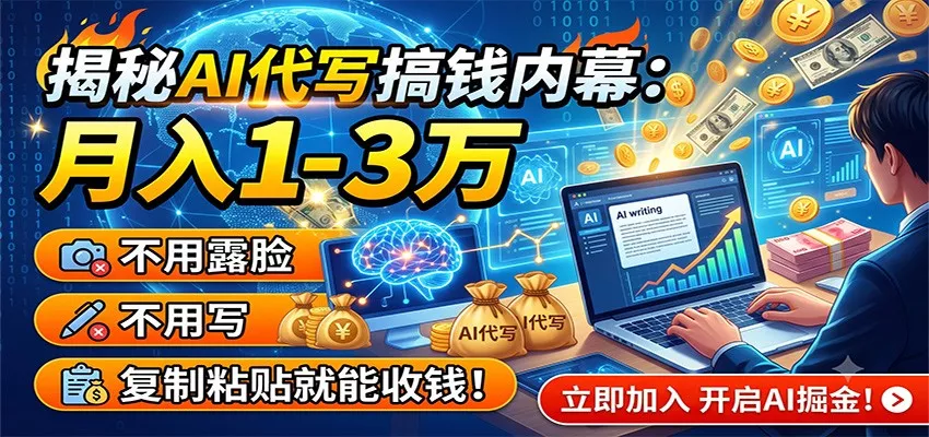 揭秘AI代写搞钱内幕：月入1-3万，不用露脸不用写，复制粘贴就能收钱！ - 来及网络
