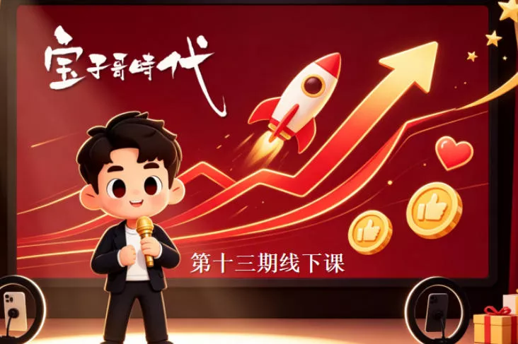 宝子哥抖音直播第13期VIP线下课9月5-6日，26年最值得看的直播课程，快速突破直播间流量瓶颈，打造高效起号闭环 - 来及网络