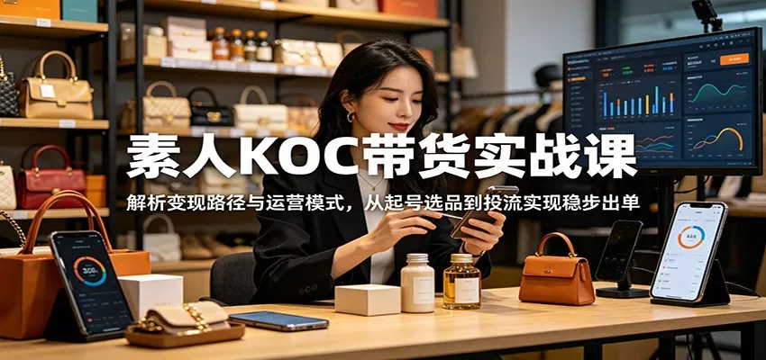 素人KOC带货实战课：解析变现路径与运营模式，从起号选品到投流实现稳步出单 - 来及网络
