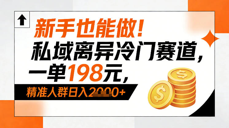 新手也能做！私域离异冷门赛道，一单198，精准人群日入1k+ - 来及网络