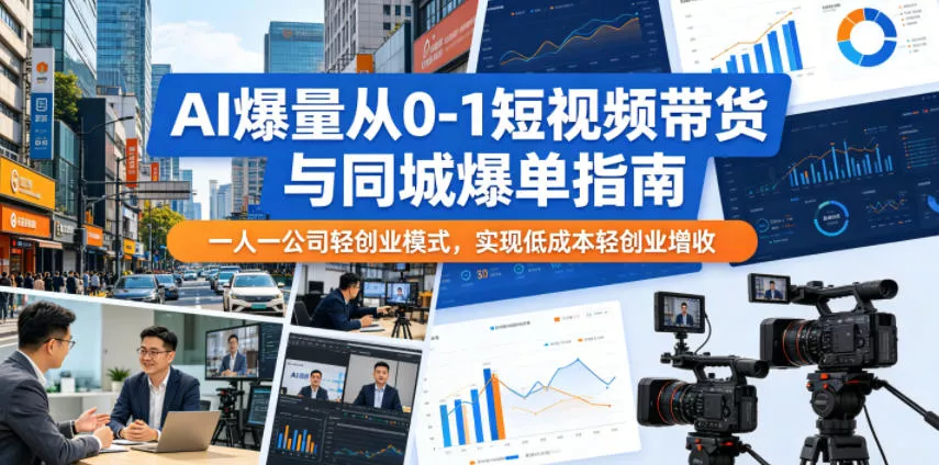 AI爆量从0-1短视频带货与同城爆单指南，一人一公司轻创业模式，实现低成本轻创业增收 - 来及网络