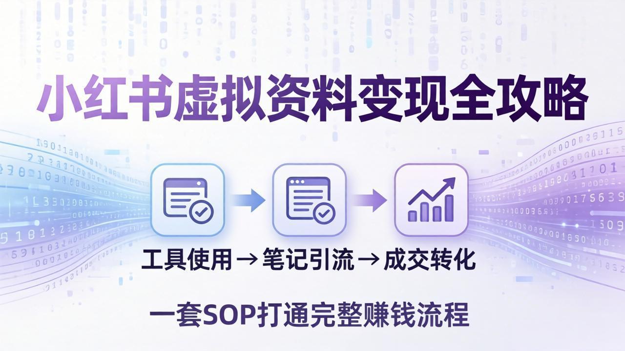 小红书虚拟资料变现全攻略：从工具使用到笔记引流成交，一套 SOP 打通完整赚钱流程 - 来及网络