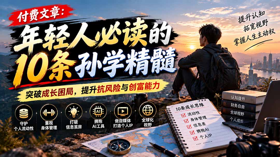 付费文章：年轻人必读的10条孙学精髓，突破成长困局，提升抗风险与创富能力 - 来及网络