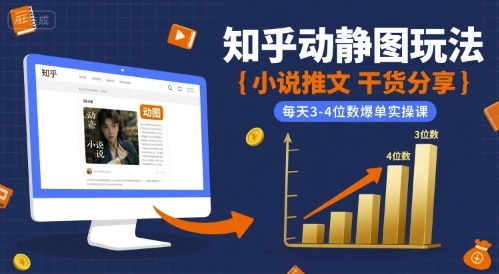 小说推文干货分享之知乎动静图玩法，每天3-4位数爆单实操课 - 来及网络