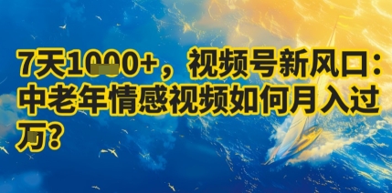 7天收益1k+，视频号新风口：中老年情感视频如何月入过W? - 来及网络