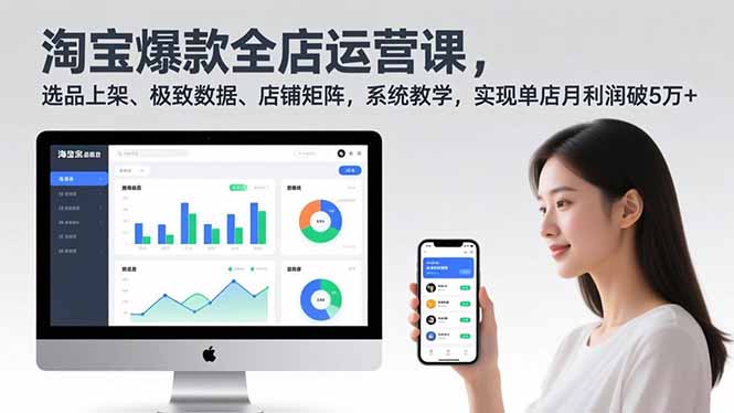 淘宝爆款全店运营课2.0，选品上架、极致数据、店铺矩阵，系统教学，实现单店月利润破5万+ - 来及网络