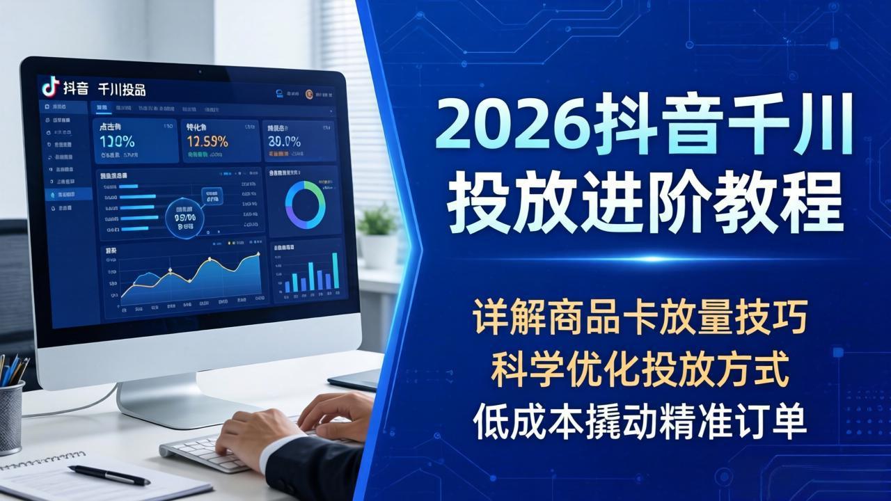 2026抖音千川投放进阶教程，详解商品卡放量技巧，科学优化投放方式，低成本撬动精准订单 - 来及网络