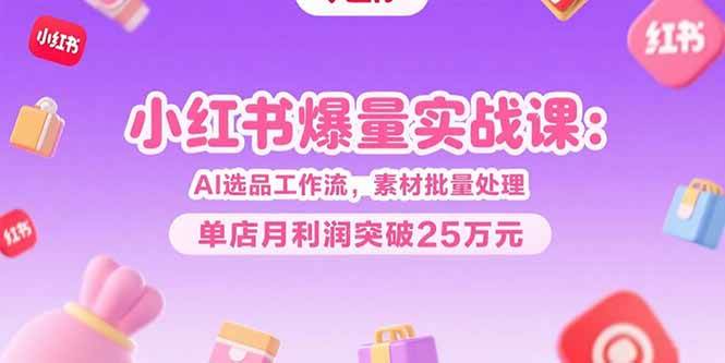 （15462期）小红书爆量实战课：AI选品工作流，素材批量处理，单店月利润突破25万元 - 来及网络