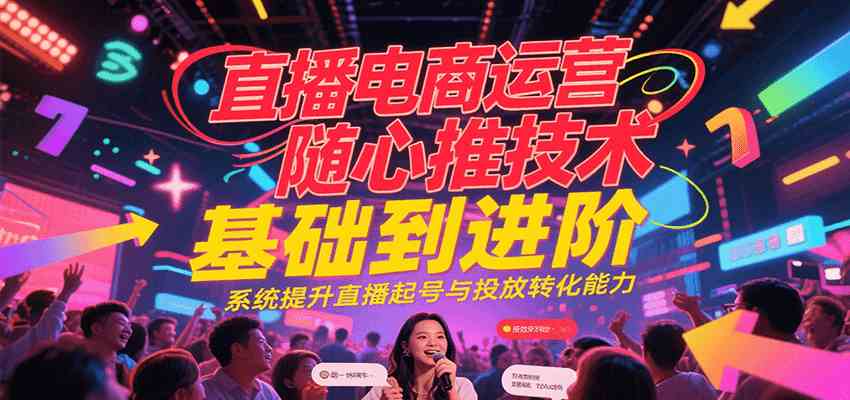 直播电商运营随心推投放技术基础到进阶，系统提升直播起号与投放转化能力 - 来及网络