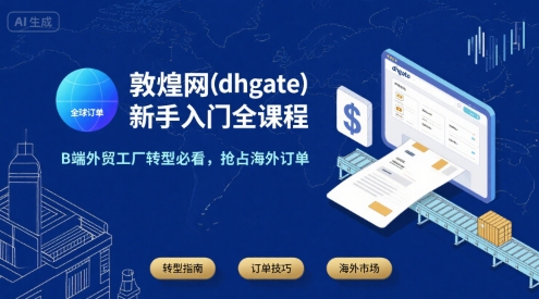 敦煌网(dhgate)新手入门全课程，B端外贸工厂转型必看，抢占海外订单 - 来及网络