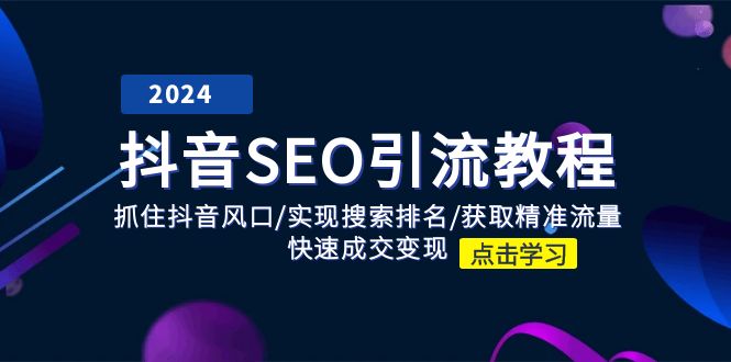 （11352期）抖音 SEO引流教程：抓住抖音风口/实现搜索排名/获取精准流量/快速成交变现 - 来及网络