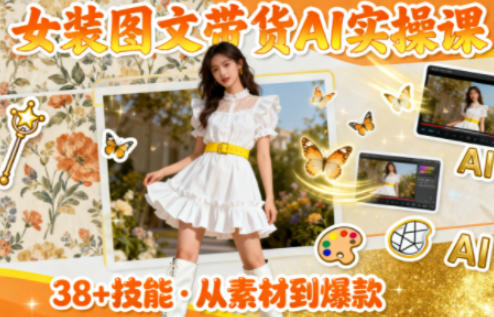 女装图文带货的AI实操课，覆盖38个实用技能，快速提升素材制作效率 - 来及网络