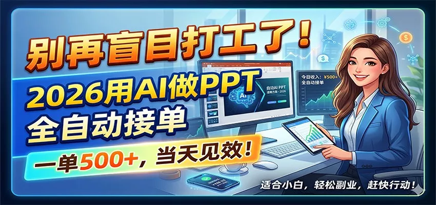 别再盲目打工了！2026用AI做PPT全自动接单，一单5张+，当天见效！ - 来及网络