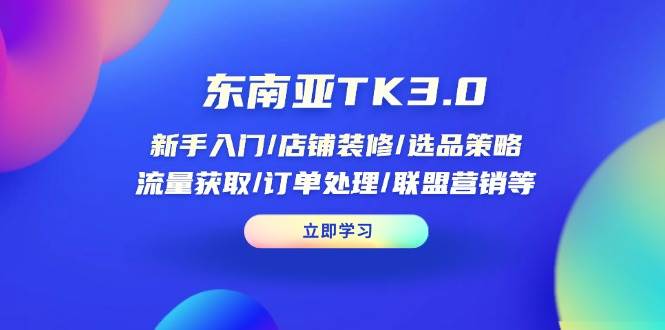 （14208期）东南亚TK3.0：新手入门/店铺装修/选品策略/流量获取/订单处理/联盟营销等 - 来及网络