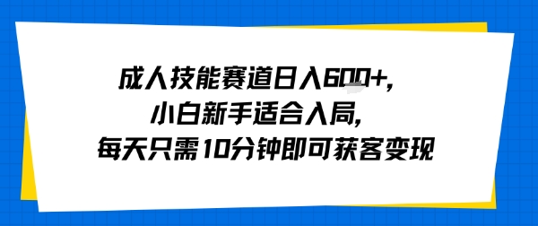 成人技能赛道日入多张，小白新手适合入局，每天只需10分钟即可获客变现 - 来及网络