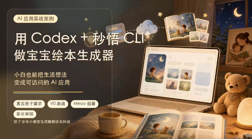 AI应用实战案例，用Codex+秒悟CLl做宝宝绘本生成器，小白也能把生活想法变成可访问的AI应用 - 来及网络