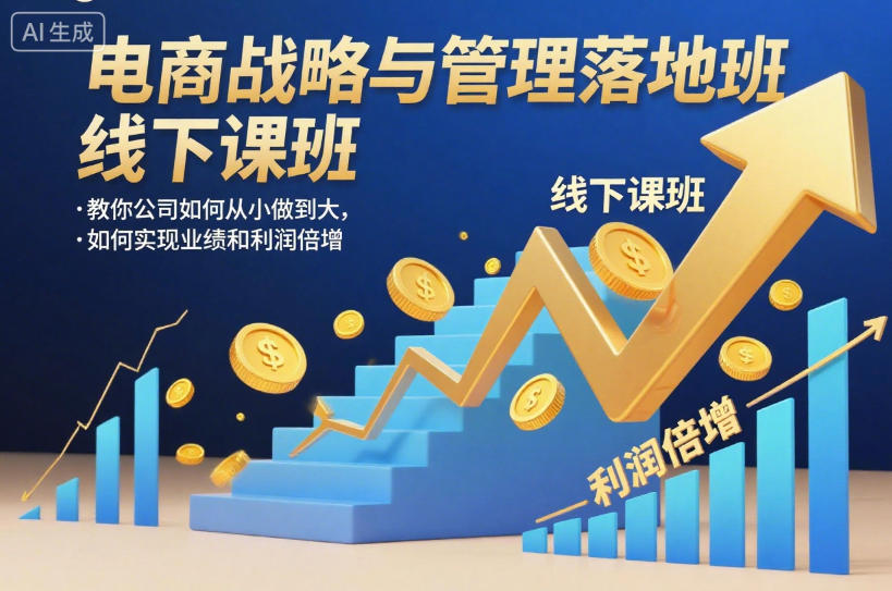 电商战略与管理落地班线下课，教你公司如何从小做到大，如何实现业绩和利润倍增【录音】 - 来及网络