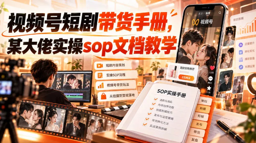 视频号短剧带货手册，某大佬实操sop文档教学 - 来及网络