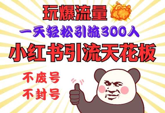 小红书引流天花板，玩爆流量，一天轻松引流300人，安全操作 - 来及网络