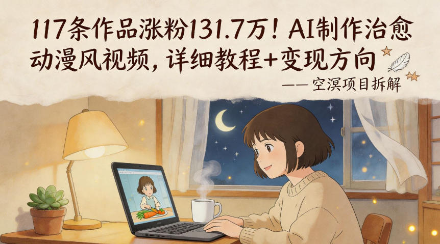 117条作品涨粉131.7W！AI制作治愈动漫风视频，详细教程+变现方向 - 来及网络